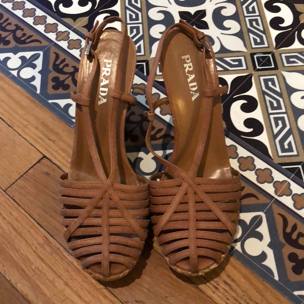 Prada strappy wedges. Barely been worn.